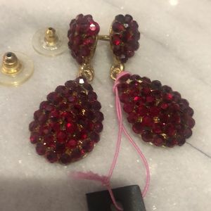 Ruby Red Pavé Crystal Drop Earrings-Boutique